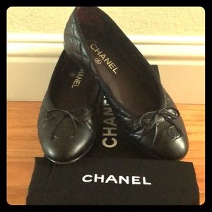 Authenthic Black Aged Calfskin Chanel Ballerinas